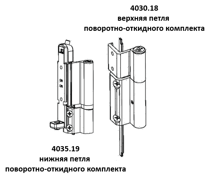 Комплект петель для поворотно-наклонной створки (до 90 кг) с крепежом Stublina - Петли для поворотно-откидных окон