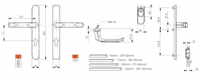 Нажимные ручки Saturn (36 мм) Medos - Нажимные дверные ручки | БПК