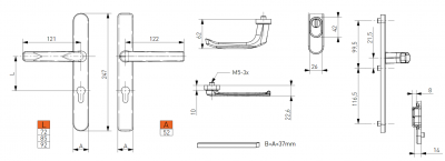 Нажимные ручки с низкой посадкой Saturn (52 мм) Medos - Нажимные ручки | БПК