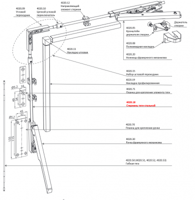 Стержень тяги стальной Stublina - Механизмы дистанционного фрамужного открывания